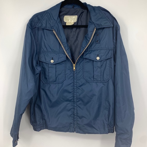 Wind Champ mens wind breaker rain jacket blue full zip vintage blue - Picture 1 of 7